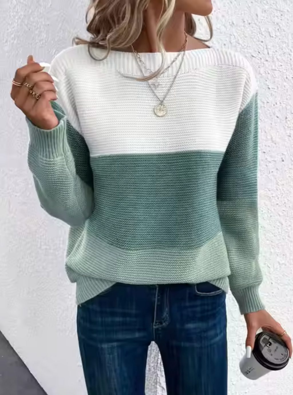Valenzora | Casual Autumn Tricolor Knit Sweater for Women