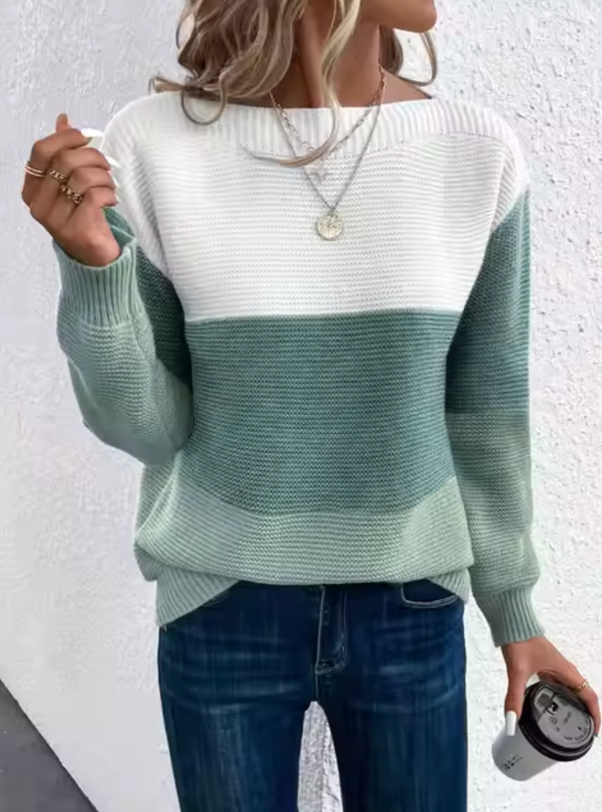 Valenzora | Casual Autumn Tricolor Knit Sweater for Women