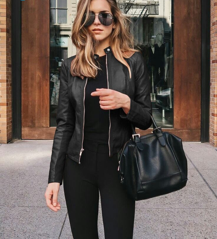 Valenzora Leather Jacket | Elegant leather-look jacket for women