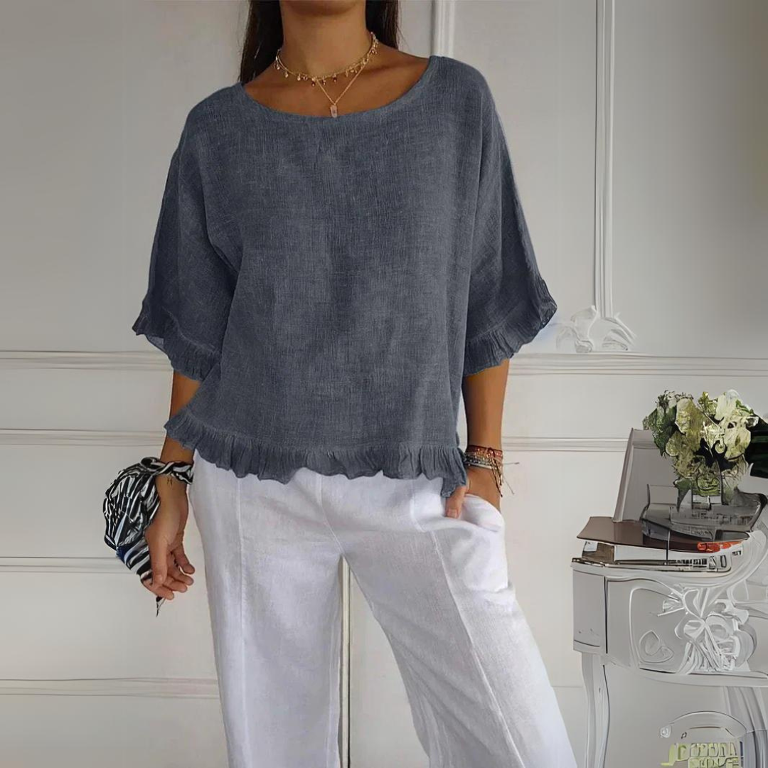 Valenzora | Linen shirt with ruffle