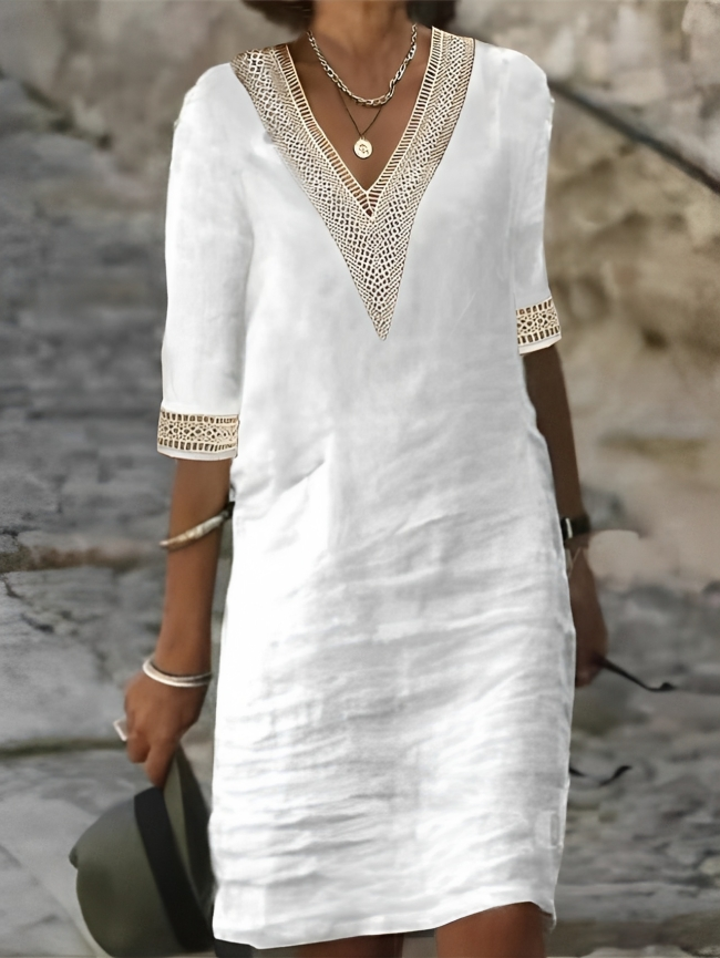 Valenzora | Damen Freizeitkleid aus Baumwoll-Leinenmix – lässig & bequem