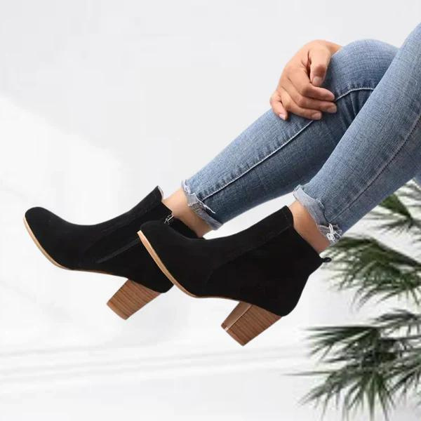 Valenzora | Damen Ankle Boots aus Wildleder, bequemer Blockabsatz, seitlicher Reißverschluss