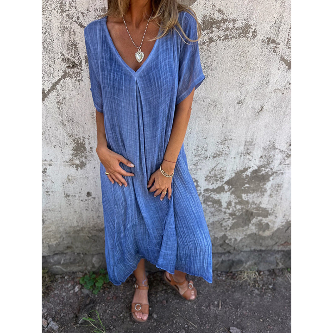 Leinen-luftiges, locker sitzendes Boho-Sommerkleid für Damen