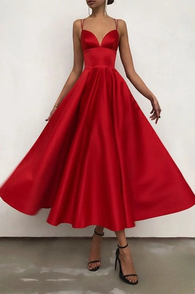 Valenzora | Elegantes Midikleid mit Spaghettiträgern für besondere Anlässe