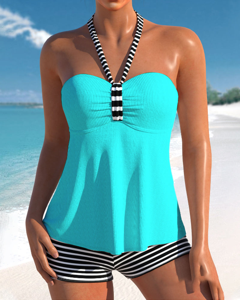 Top with halter neck and striped print | Diede