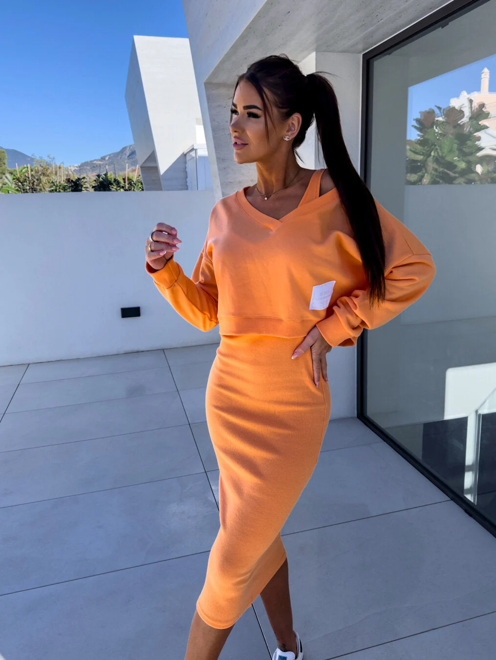 Elegant sweatshirt dress set