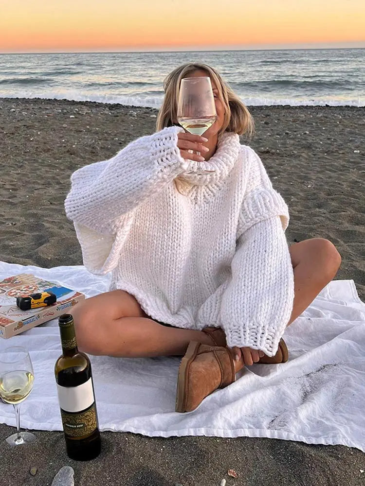 Oversized knitted turtleneck sweater