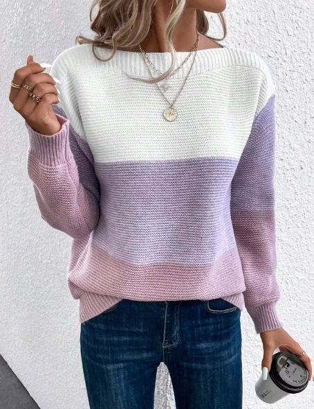 Elegant three-color patchwork sweaters