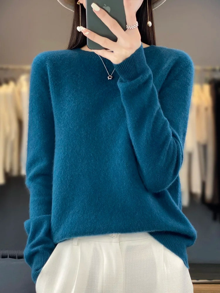 Valenzora | Women's Cashmere Sweater, Round Neck, Soft and Elegant Knit Sweater