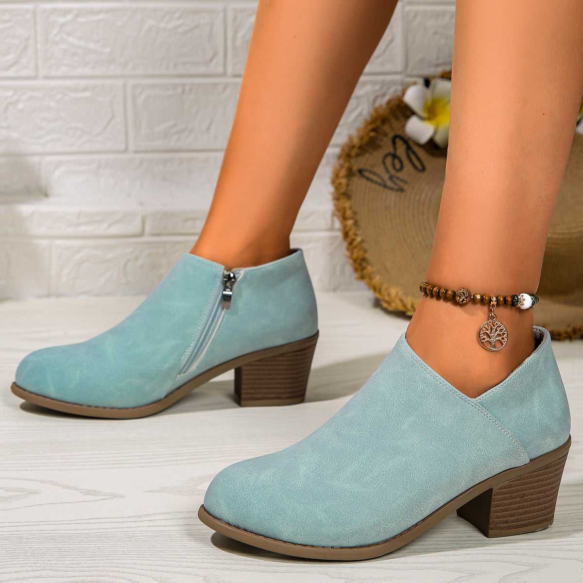 Valenzora | Ankle boots - Women's comfortable boots with block heel and zipper