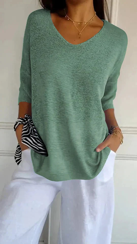 Valenzora | Comfortable women's knit top with V-neck