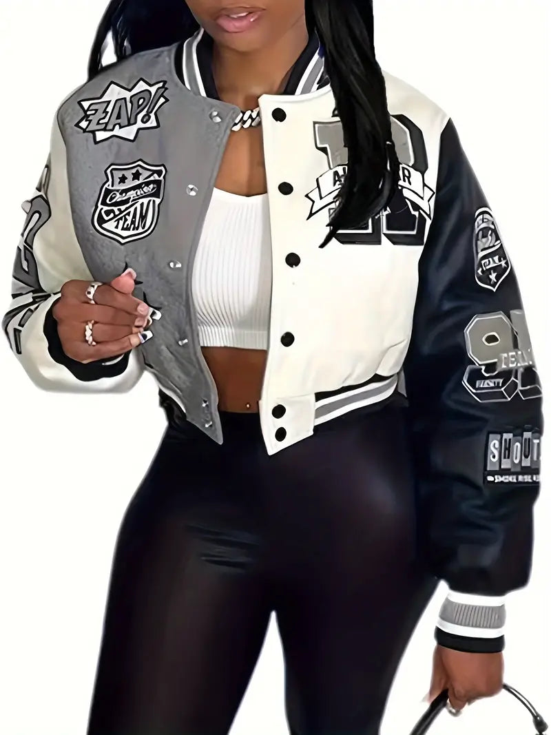 Valenzora | Damen-Collegejacke mit Buchstaben-Print