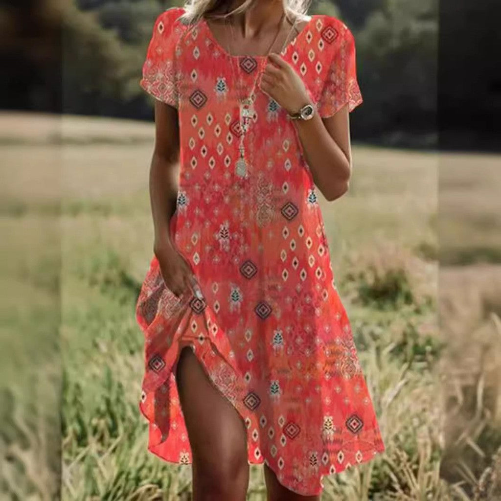 Valenzora | Kurzärmeliges grünes Minikleid mit Tupfen