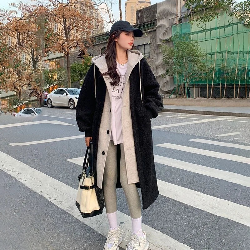 Valenzora - Women's Color-Block Teddy Coat