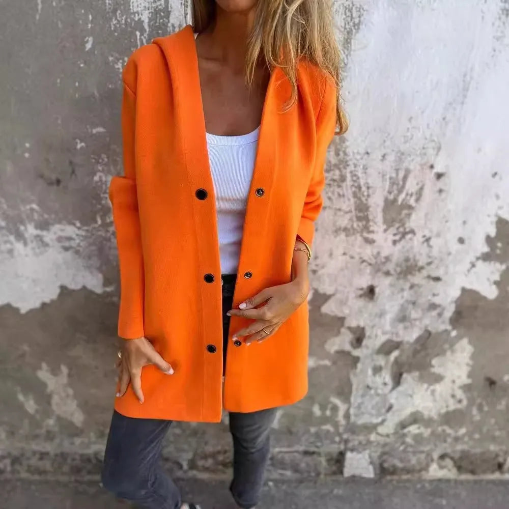 Valenzora | Casual single-breasted cardigan with hood