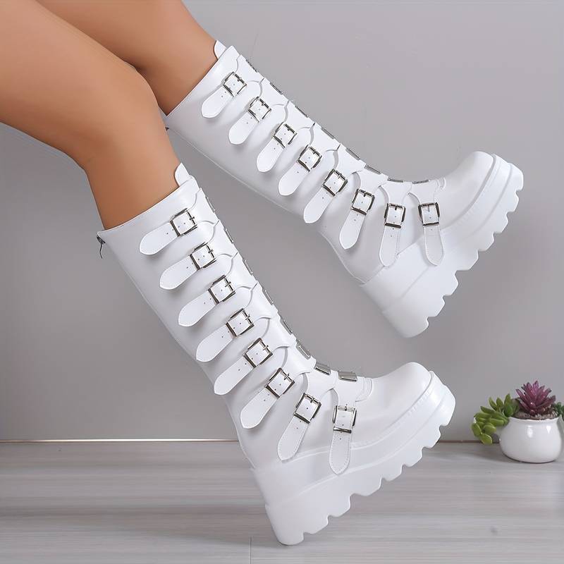 Valenzora | Trendy platform boots with buckles