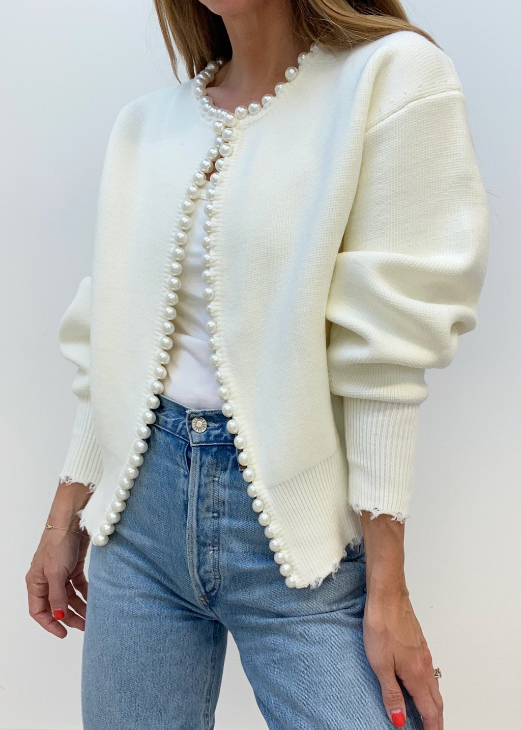 Cardigan with mother-of-pearl buttons