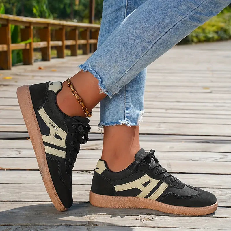 Valenzora | Women's Casual Low Heel Sneakers, Lace-Up Fashion Shoes