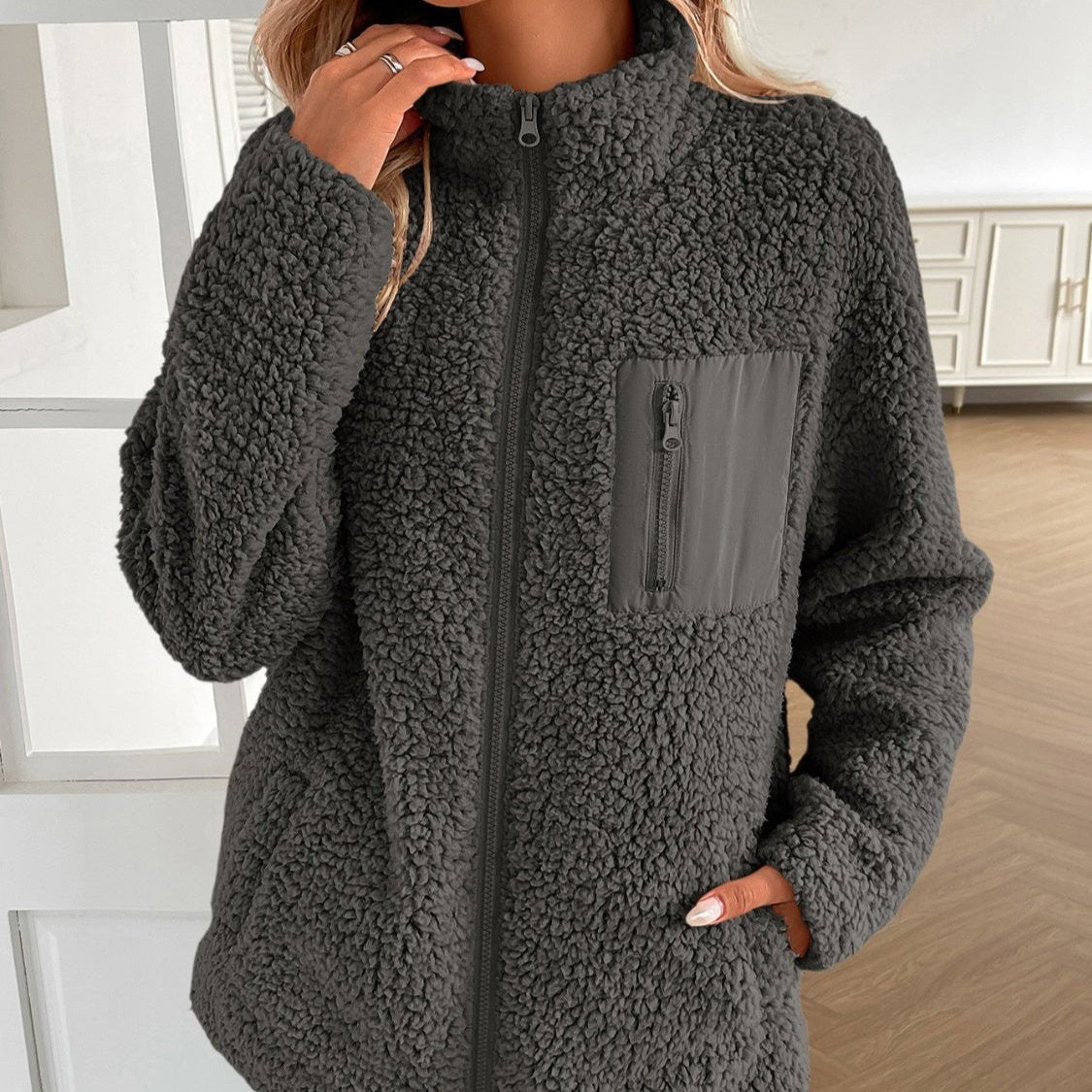 Valenzora | Casual Winter Zip-Up Fuzzy Jacket for Women