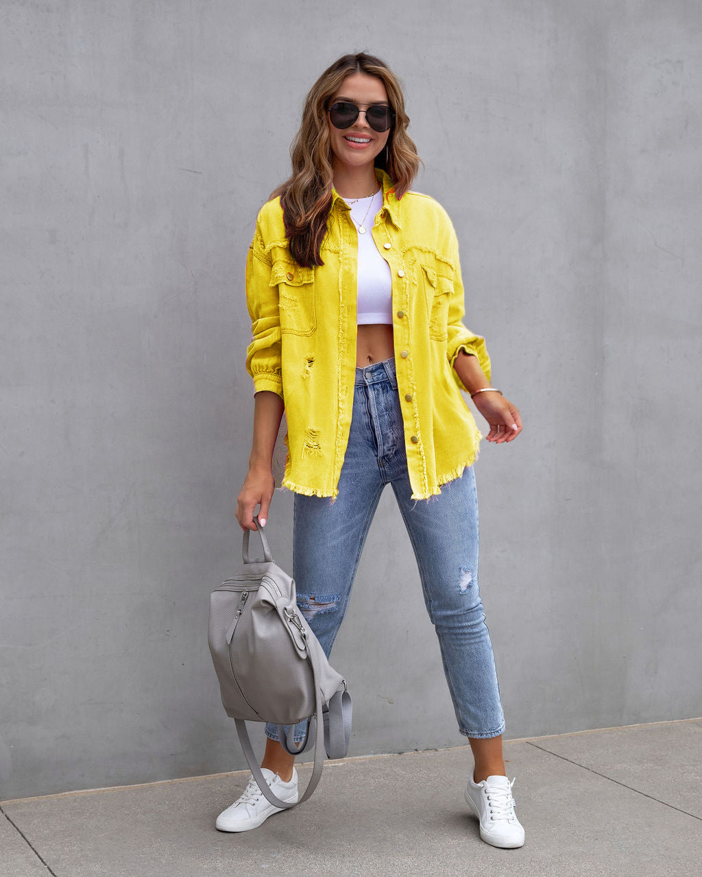 Valenzora zerrissene Hemdjacke, Damen-Oberteile für Herbst und Frühling, Damenbekleidung