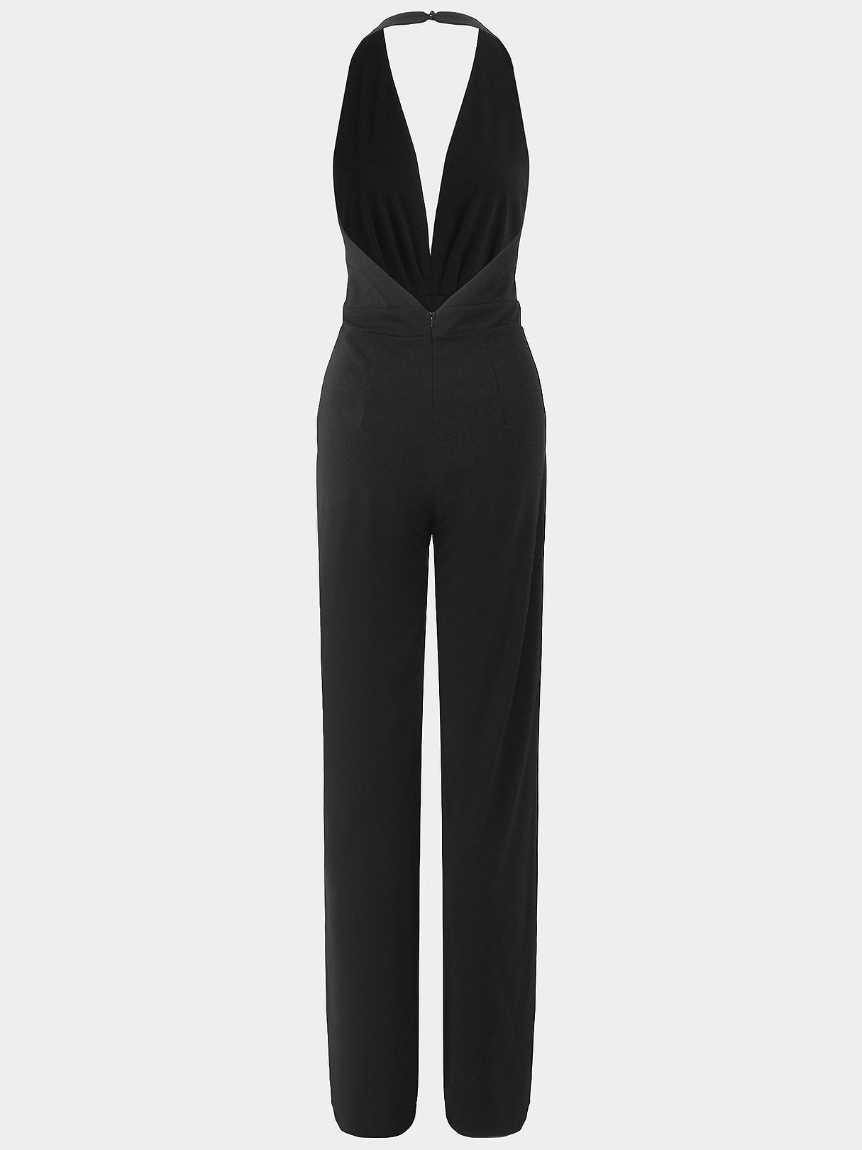 Valenzora | Tiefer V-Ausschnitt Ärmelloser Jumpsuit mit weitem Bein