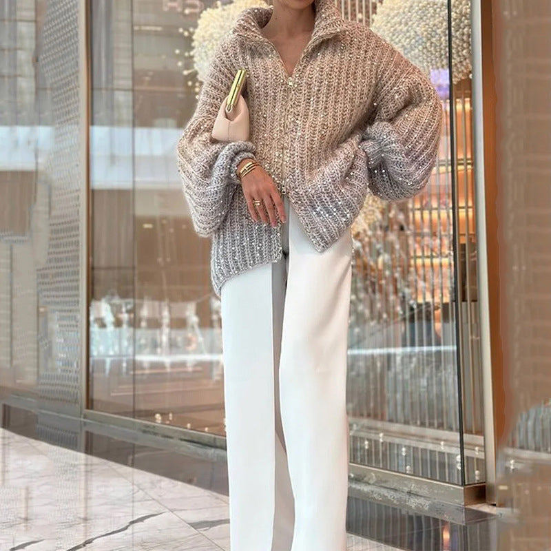 Valenzora | Strickjacke mit Glitzerpailletten