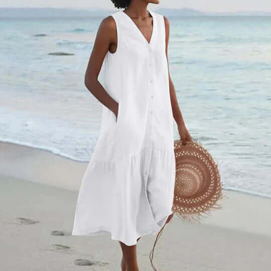 Valenzora | Soft Pink Linen-like Dress