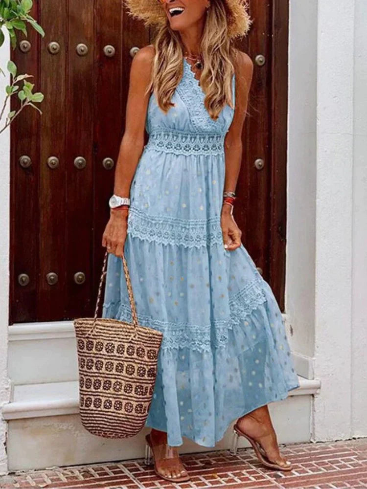 Valenzora | Stylish Long Dress with Lace Details