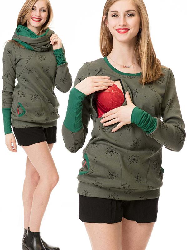 Valenzora | Mutterschafts-Chaps, Krankenschwestern-Sweatshirts, Blumenmuster, Taschen, Reißverschluss, Stillkleidung