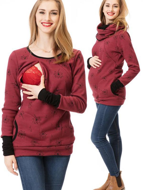 Valenzora | Maternity chaps, nurse sweatshirts, floral print, pockets, zipper, nursing wear