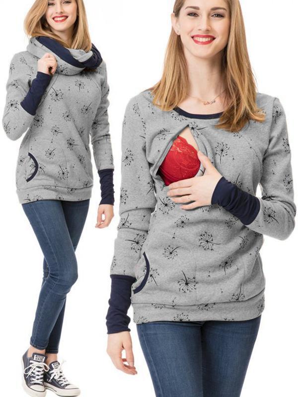 Valenzora | Maternity chaps, nurse sweatshirts, floral print, pockets, zipper, nursing wear