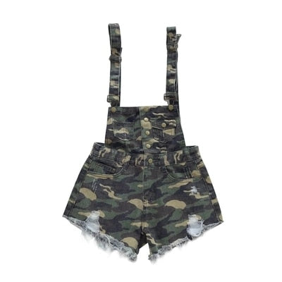 Valenzora | Denim Cotton Strappy Shorts Loose Overall Romper