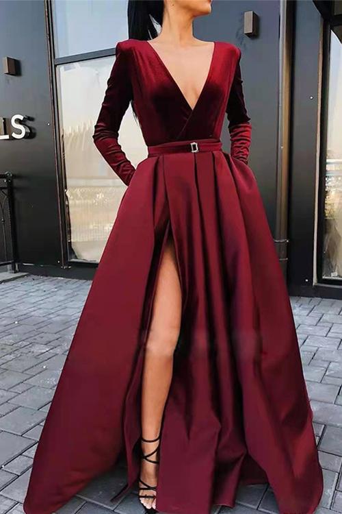Valenzora | Rosiedress Samtkleid mit tiefem V-Ausschnitt, figurbetont, zum Schwingen, für Partys
