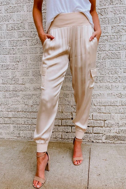 Valenzora | Rosiedress Fashion Style High Waist Satin Trousers with Pockets