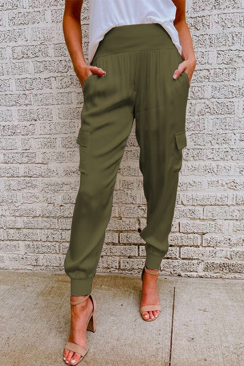 Valenzora | Rosiedress Fashion Style High Waist Satin Trousers with Pockets