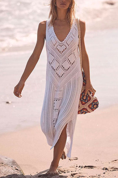 Valenzora | Rosiedress Ärmelloses Cover-Up-Kleid mit Cut-Outs und Seitenschlitz