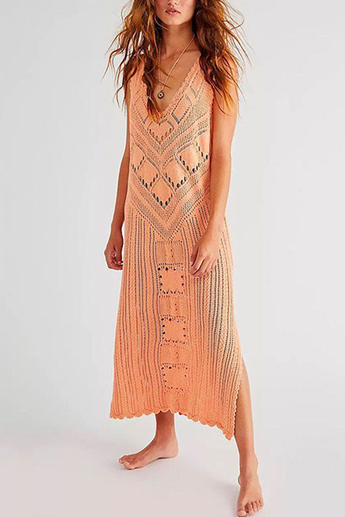 Valenzora | Rosiedress Ärmelloses Cover-Up-Kleid mit Cut-Outs und Seitenschlitz