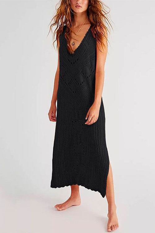 Valenzora | Rosiedress Ärmelloses Cover-Up-Kleid mit Cut-Outs und Seitenschlitz