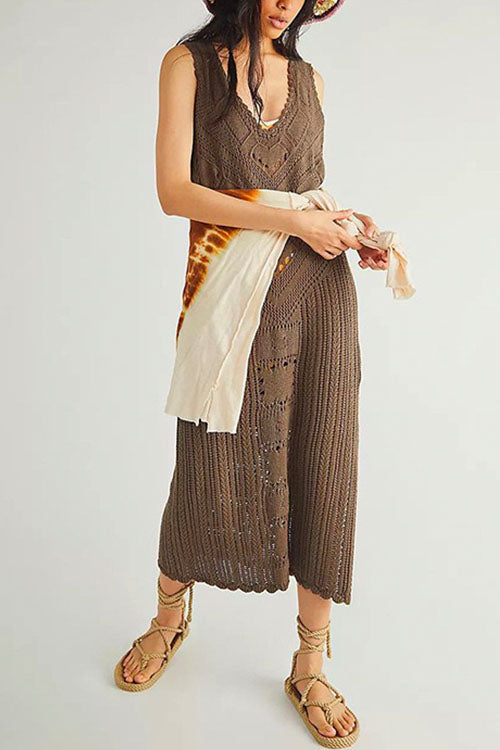 Valenzora | Rosiedress Ärmelloses Cover-Up-Kleid mit Cut-Outs und Seitenschlitz