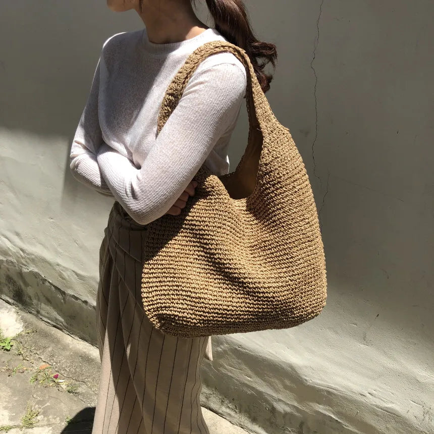Marlene™ - Elegant straw beach bag