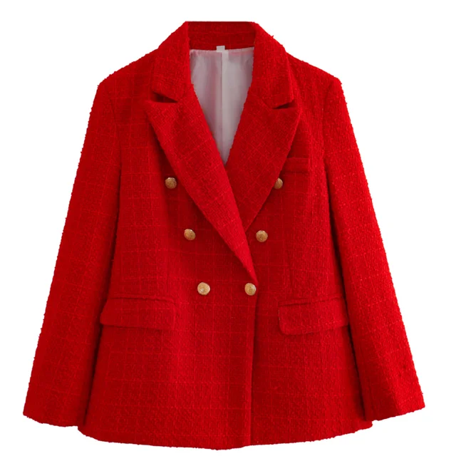 Double-breasted casual blazer with long sleeves