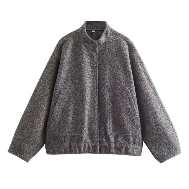 Valenzora - Women's oversized bomber jacket with pockets and snap button design