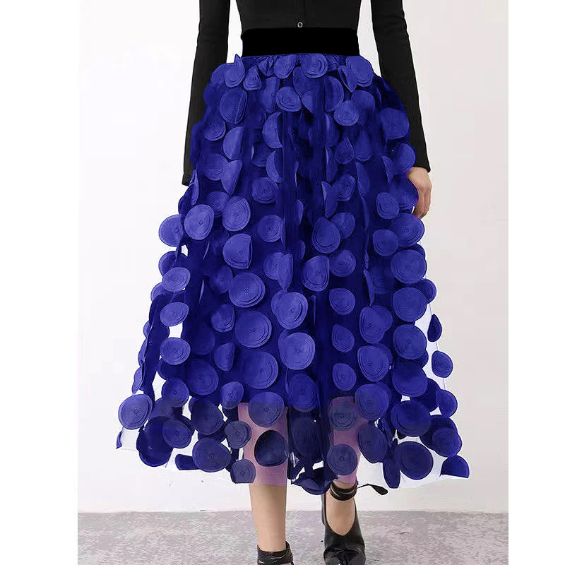 Valenzora - Polka dot patchwork tulle skirt