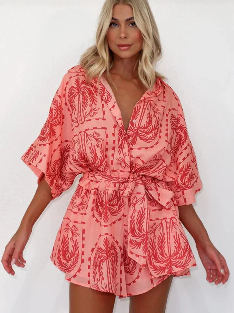 Lässiger, weit geschnittener Playsuit mit Muster