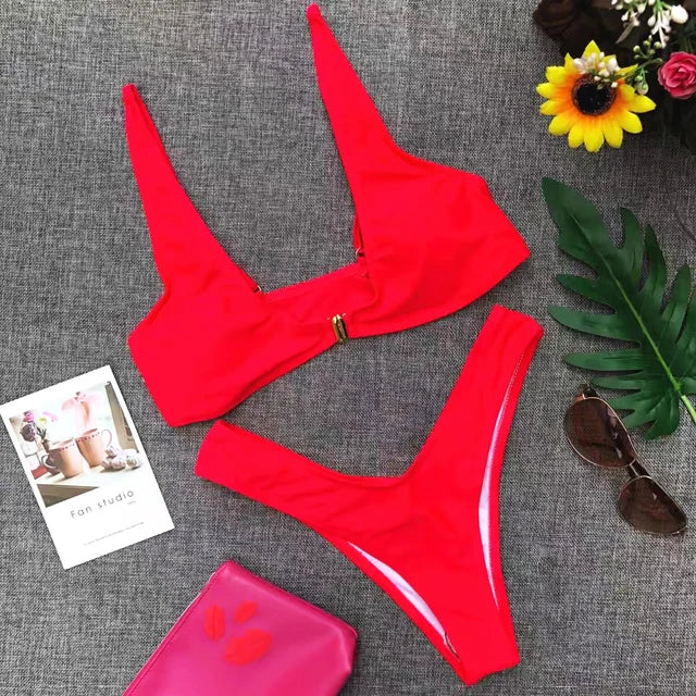 Valenzora | Geripptes, wattiertes Push-up Bikini-Set