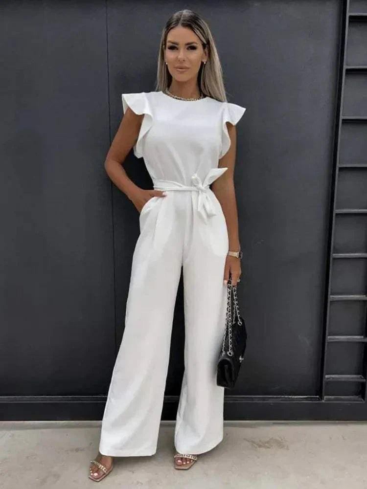 Valenzora | Elegante Hose mit weitem Bein, dezente Ärmelakzente. Perfekt für festliche Anlässe.