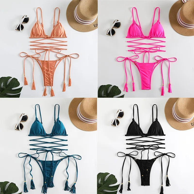 Valenzora | Sexy Cross String Bikini Set