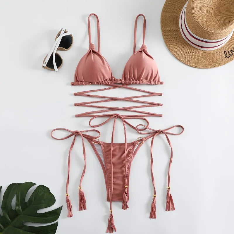 Valenzora | Sexy Cross String Bikini Set