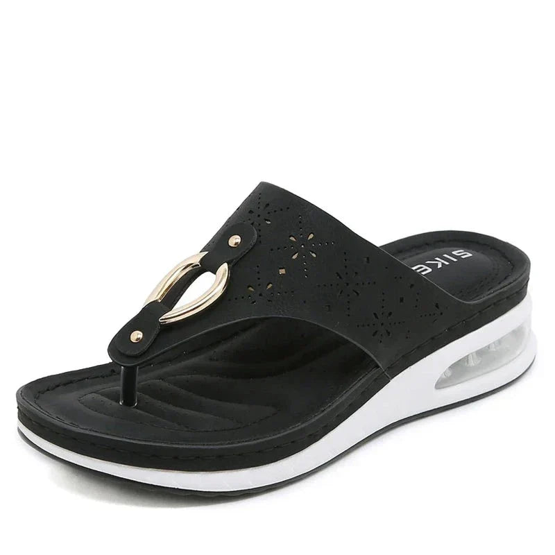 Valenzora - Comfortable flip-flops with wedge heel and air cushion