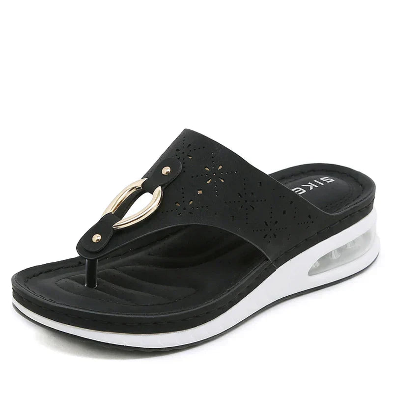 Valenzora - Comfortable flip-flops with wedge heel and air cushion